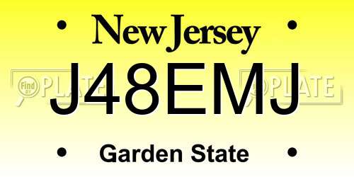 J48EMJ New Jersey License Plate