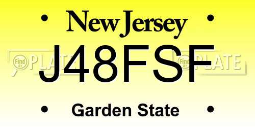 J48FSF New Jersey License Plate