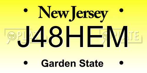 J48HEM New Jersey License Plate