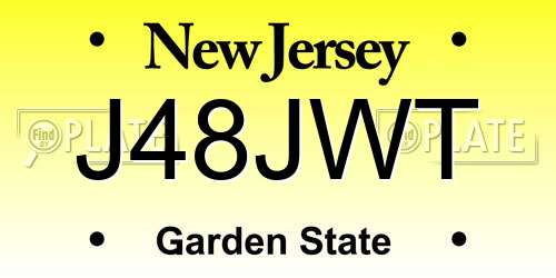 J48JWT New Jersey License Plate