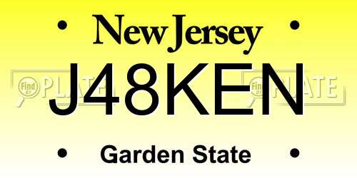 J48KEN New Jersey License Plate