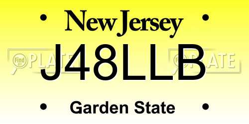 J48LLB New Jersey License Plate