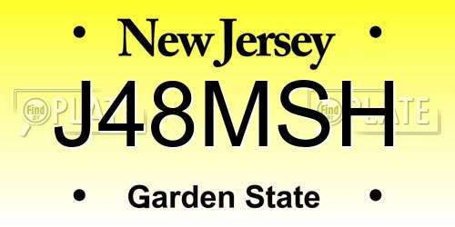 J48MSH New Jersey License Plate