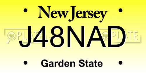 J48NAD New Jersey License Plate