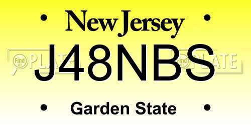 J48NBS New Jersey License Plate