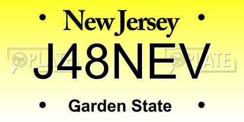 J48NEV New Jersey License Plate