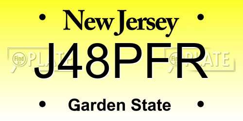 J48PFR New Jersey License Plate