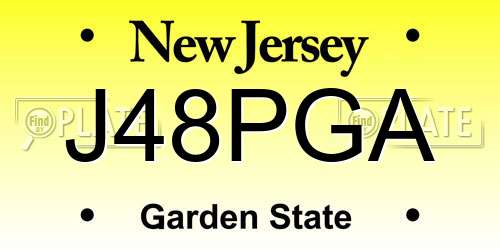 J48PGA New Jersey License Plate