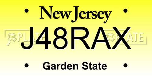 J48RAX New Jersey License Plate