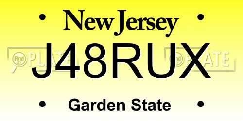 J48RUX New Jersey License Plate