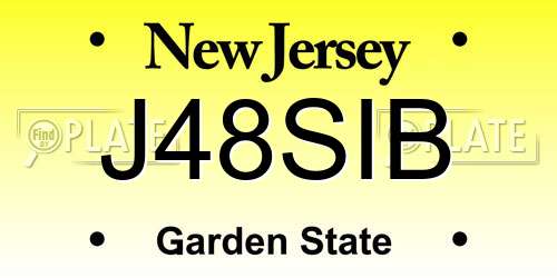 J48SIB New Jersey License Plate