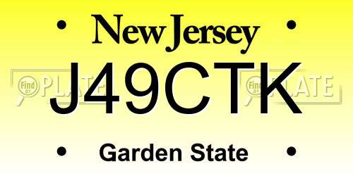 J49CTK New Jersey License Plate