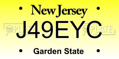 J49EYC New Jersey License Plate