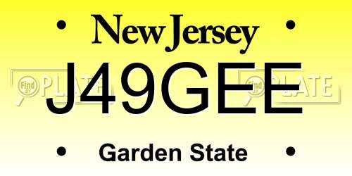 J49GEE New Jersey License Plate