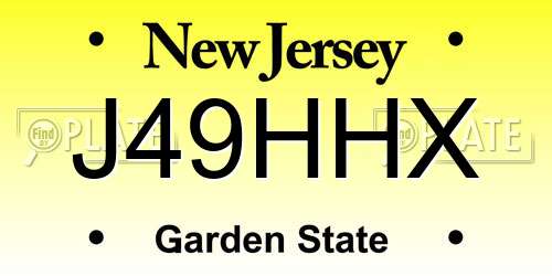J49HHX New Jersey License Plate
