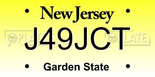 J49JCT New Jersey License Plate