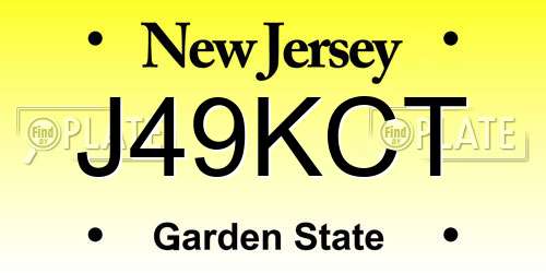J49KCT New Jersey License Plate