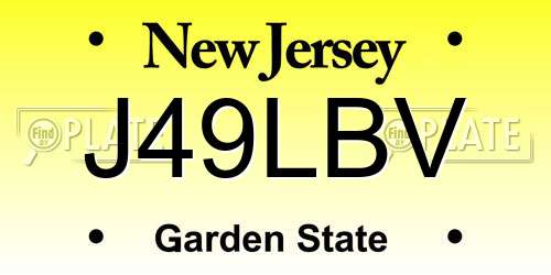 J49LBV New Jersey License Plate