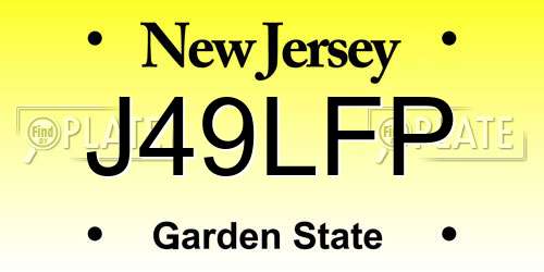 J49LFP New Jersey License Plate