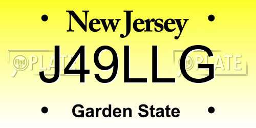 J49LLG New Jersey License Plate