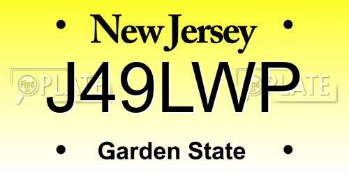J49LWP New Jersey License Plate