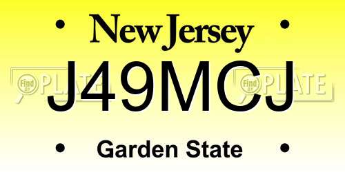 J49MCJ New Jersey License Plate