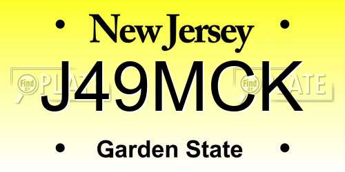 J49MCK New Jersey License Plate