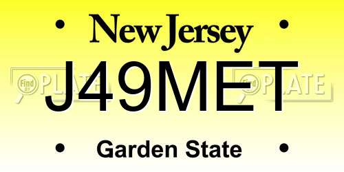 J49MET New Jersey License Plate