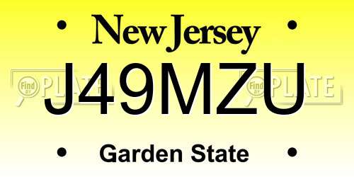 J49MZU New Jersey License Plate