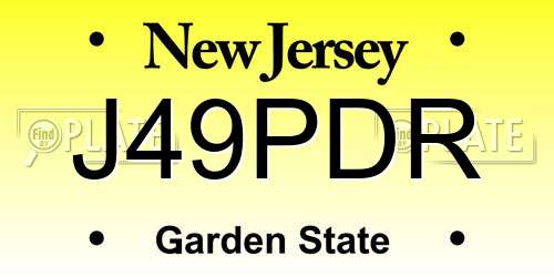 J49PDR New Jersey License Plate