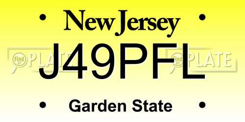 J49PFL New Jersey License Plate