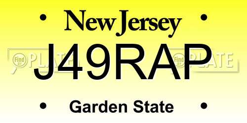 J49RAP New Jersey License Plate