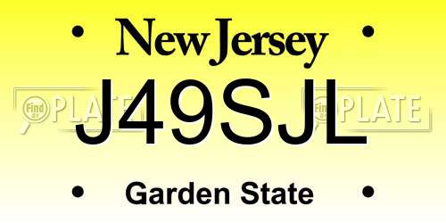 J49SJL New Jersey License Plate