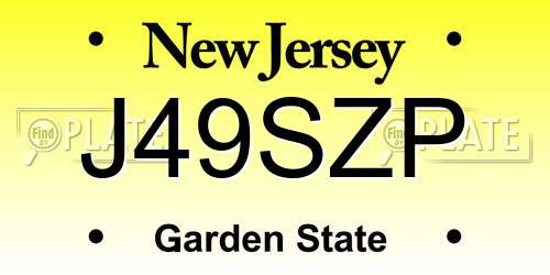 J49SZP New Jersey License Plate