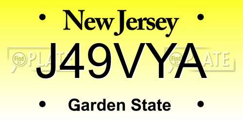 J49VYA New Jersey License Plate