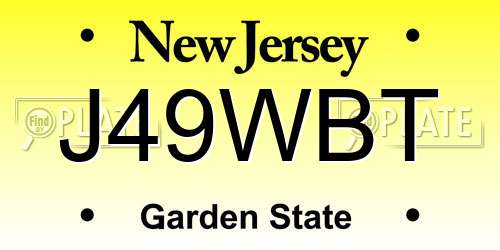J49WBT New Jersey License Plate