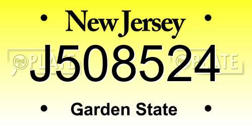 J508524 New Jersey License Plate