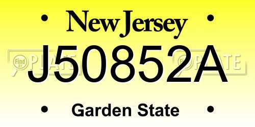 J50852A New Jersey License Plate