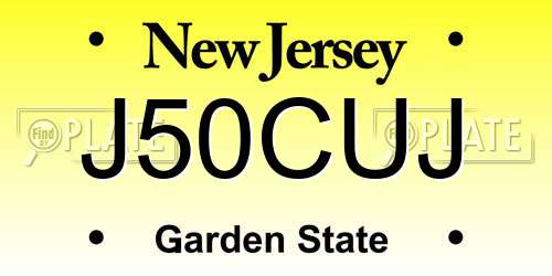 J50CUJ New Jersey License Plate
