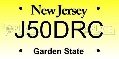 J50DRC New Jersey License Plate