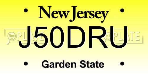 J50DRU New Jersey License Plate