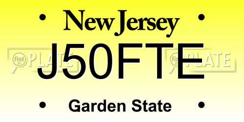 J50FTE New Jersey License Plate
