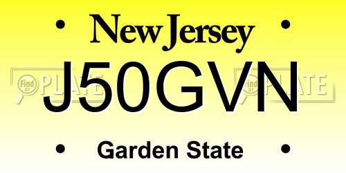 J50GVN New Jersey License Plate