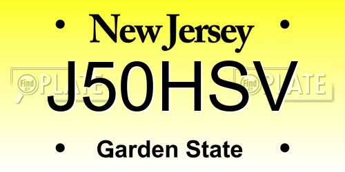 J50HSV New Jersey License Plate