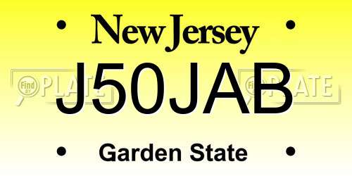 J50JAB New Jersey License Plate