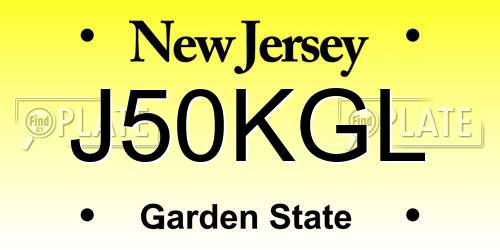J50KGL New Jersey License Plate