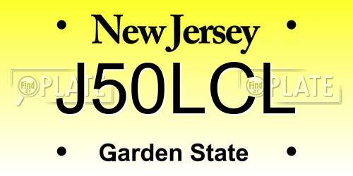 J50LCL New Jersey License Plate
