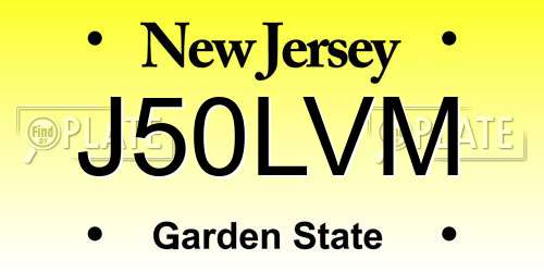 J50LVM New Jersey License Plate