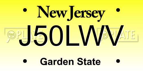 J50LWV New Jersey License Plate