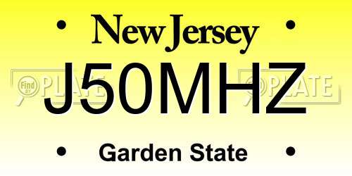 J50MHZ New Jersey License Plate